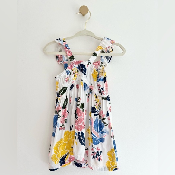 Carter's Dress Ruffle Sleeve Floral Poplin White, Pink, Blue Baby Girl 6 Months - Picture 7 of 7